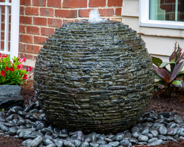 Stacked Slate Sphere Landscape Fountain Kit